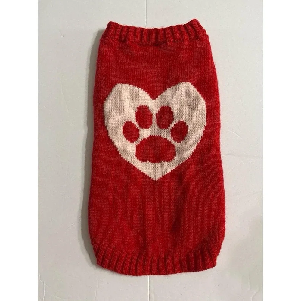 Dog Red Heart Knit Sweater (small)